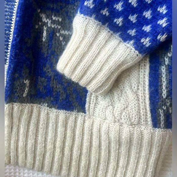 I.B. Diffusion Vintage Unique Wool Mohair Blend Blue Cream Cardigan Sweater SZ M - Picture 5 of 14